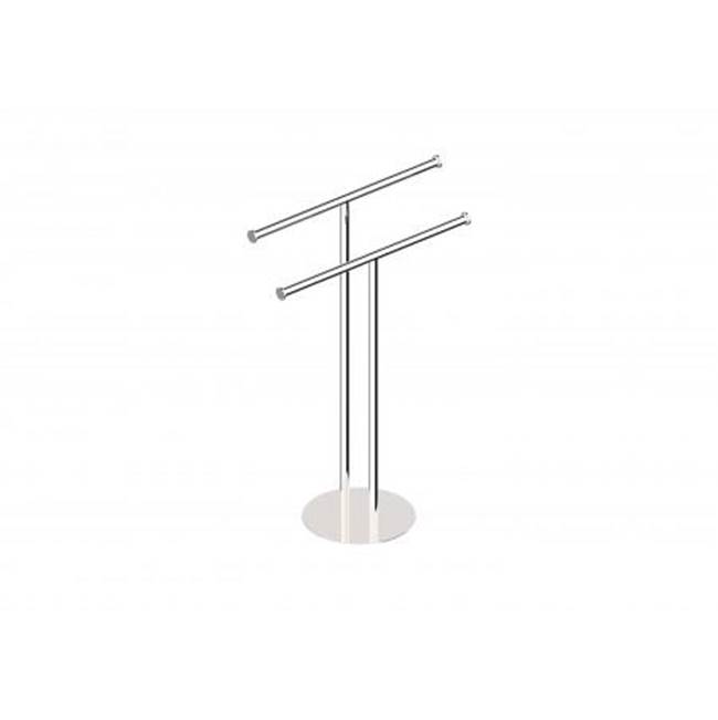 Kartners Free Standing - Double Rail Round Center Post-Polished Brass